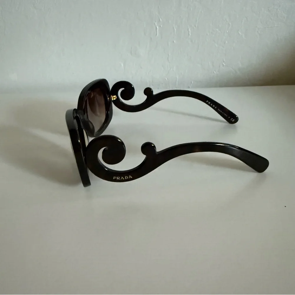 Prada SPR 27O Black Sculptural Swirl Arm Sunglasses Italy - Picture 3 of 14